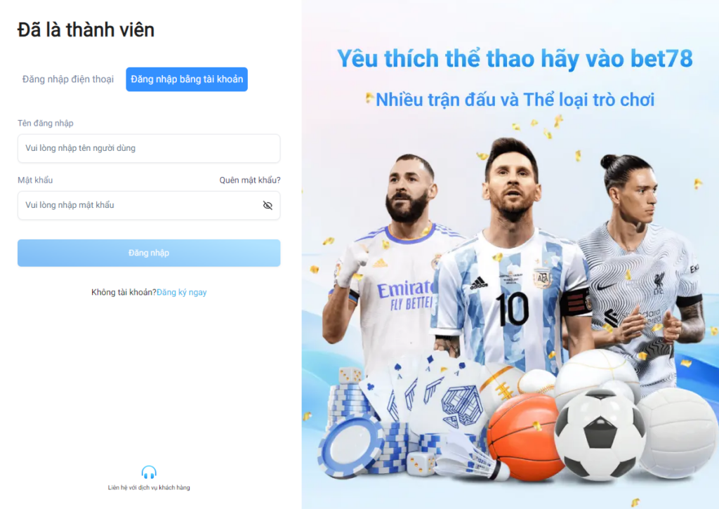 Hướng dẫn đăng nhập Bet78